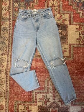 Abercrombie & Fitch Light Blue Distressed Boyfriend Jeans